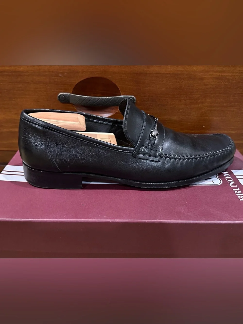 Bruno Magli Men's Black Leather Bit Moccasin Loafers 11.5